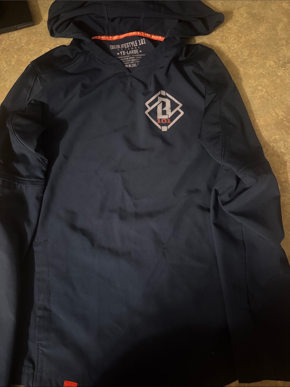 Boys YX-Large Hooded Pullover Shirt - Navy